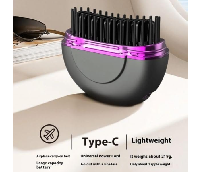 Mini Wireless Hair Straight Comb, Portable Cordless Hair Straightening Brush for Women, Fast Heating Ceramic Coated Hairs Comb, Rechargeable, Lightweight & Travel-Friendly Styling Tool in UAE
