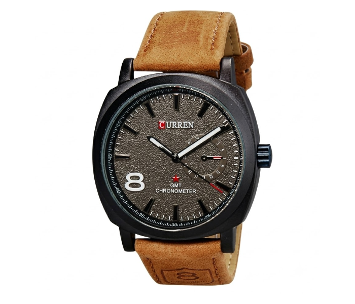 Curren 8139 Leather Strap Stylish Quartz Analog Watch Grey For Unisex in OMAN