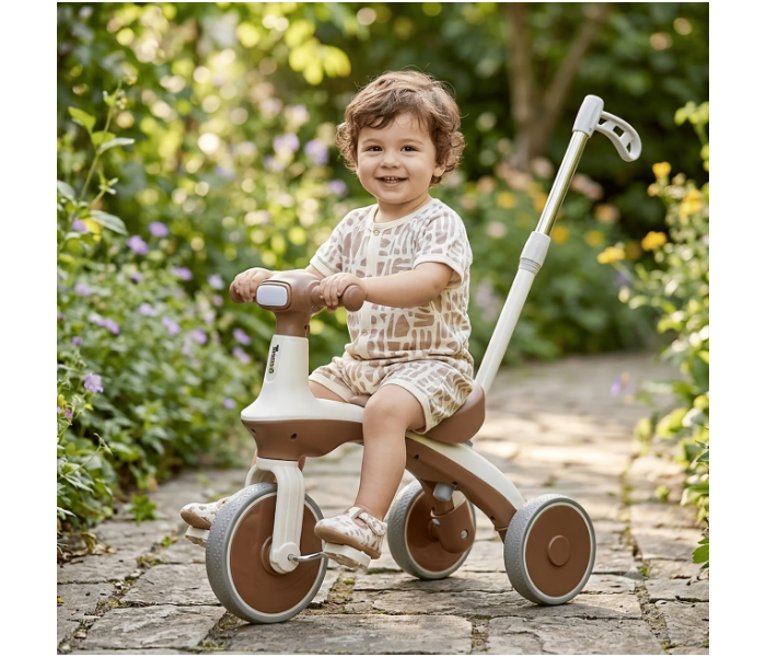 TOYORA 3-in-1 Kids Balance Bike & Sliding Trike with Lights & Music, Detachable Pedals & Auxiliary Wheels for Toddlers (Ages 1–5) - BEIGE in UAE