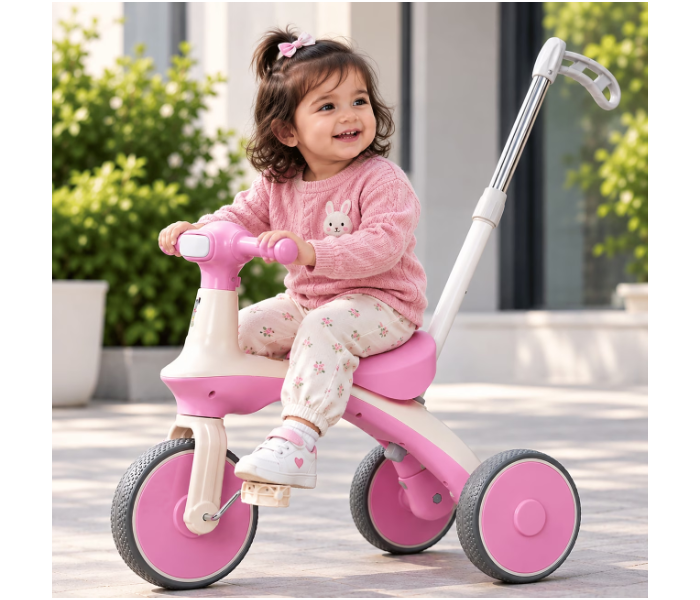 TOYORA 3-in-1 Kids Balance Bike & Sliding Trike with Lights & Music, Detachable Pedals & Auxiliary Wheels for Toddlers (Ages 1–5) - PINK in UAE