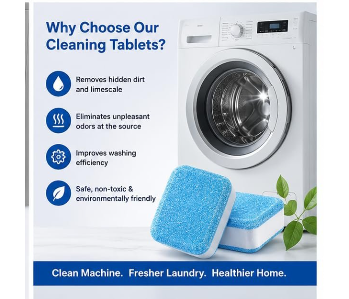 Washing Machine Cleaning Tablets | Deep Drum Cleaner & Descaler | Removes Dirt, Limescale & Bad Odour | Suitable for Front Load & Top Load Machines in UAE