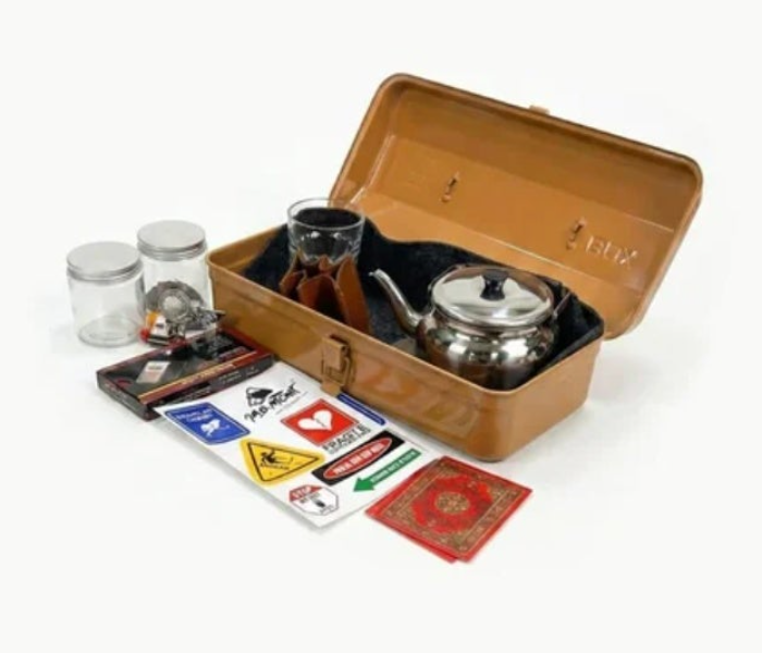 DENX DX4206 14-in-1 Tea Kit Set for Camping, Outdoor Travel and Picnic, Portable Stainless Steel Tea Making Kit with 800ML 304 Stainless Steel Tea Kettle, 450ML Stainless Steel Cup, 150ML Glasses, Wooden Tea Plate, Electric Digital Scale, Mini Folding Integrated Stove, Gas Tank Cover, Waterproof Coasters and Plastic Storage Containers, Compact Outdoor Tea Brewing Accessories Set for Hiking, Camping, Road Trips, Family Picnics and Outdoor Adventures in UAE