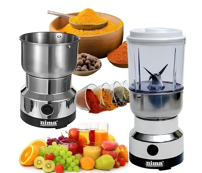 Nima Double Bowl Grinder Wet&Dry Spice Best Home use Mixer/Grinder Multifunction Small Food Grinder Household Electric Cereals Grain Mixer Grinder in UAE