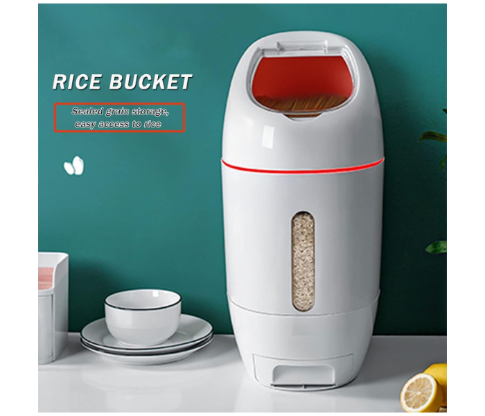 10Kg Multifunctional Kitchen Plastic Moisture-Proof Thickened Metering Sealed Rice Bucket Suitable for Household Use in UAE