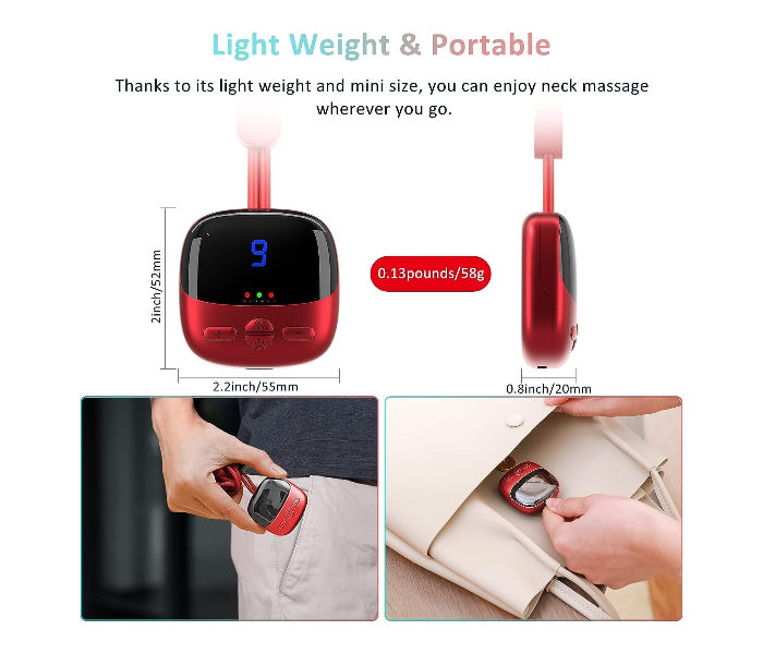 Portable Neck Massager with Heat, Electric Pulse, 4 Modes, 9 Levels, Deep Tissue Massage for Neck, Shoulder, Back, Arm, Pain Relief in UAE