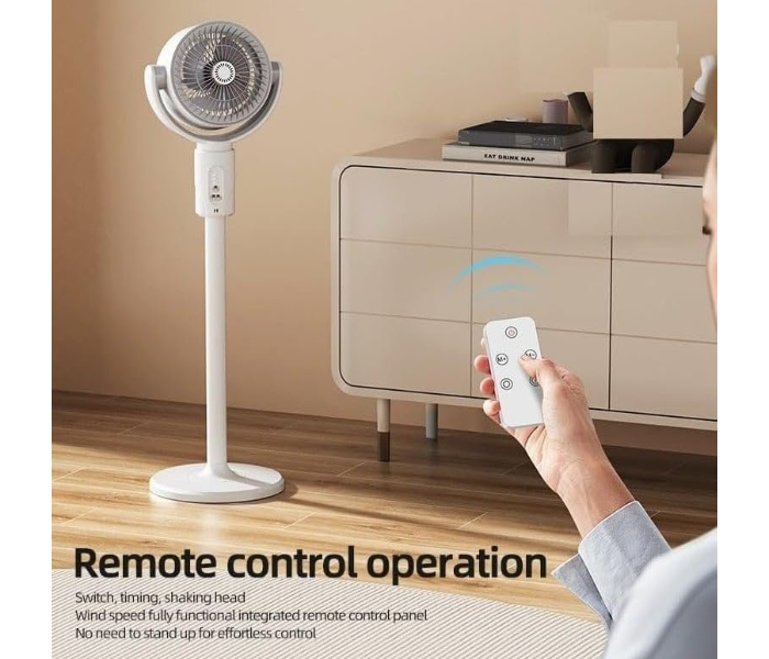 DENX DX2607 3 in 1 Air Circulation Fan with Remote | USB C Rechargeable Portable Desk & Pedestal Fan with 90 Degree Oscillation Adjustable Height 5 Speed Silent Cooling for Home Office Bedroom in UAE
