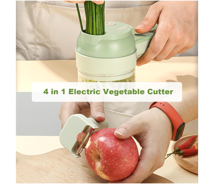 Generic 4 In 1 Handheld Electric Vegetable Cutter Set - Green in OMAN