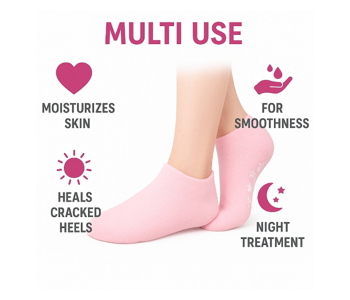 Moisturizing Gel Socks with Rose Oil, Pack of 1 (Free Size, pink) in UAE