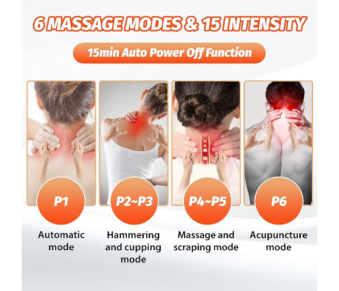Portable Neck Massager with Heat, Electric Pulse, 4 Modes, 9 Levels, Deep Tissue Massage for Neck, Shoulder, Back, Arm, Pain Relief in UAE