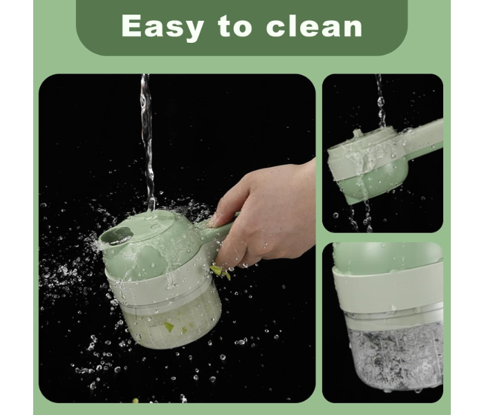 Generic 4 In 1 Handheld Electric Vegetable Cutter Set - Green in OMAN