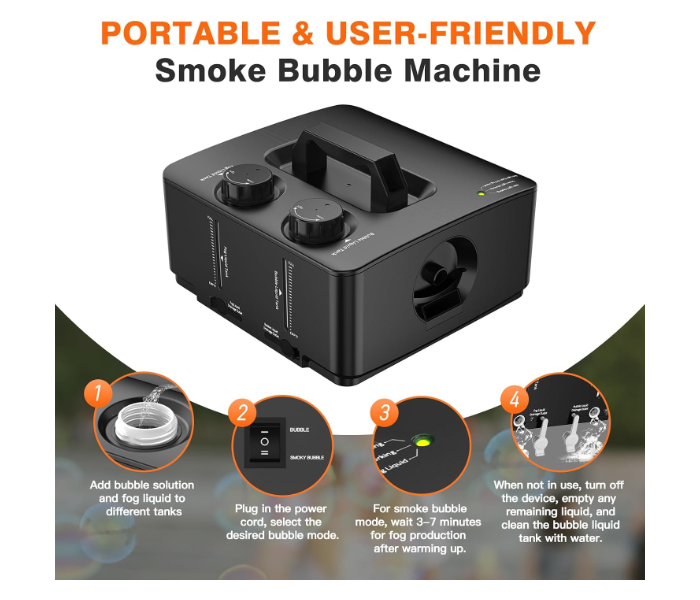 Fog Machine, 2-in-1 Fog Bubble Machine, 400 W No-Spill Smoke Bubble Maker, Portable Bubble Fogger, Bubble Fog Combo Machine for Indoor Outdoor Party. in UAE