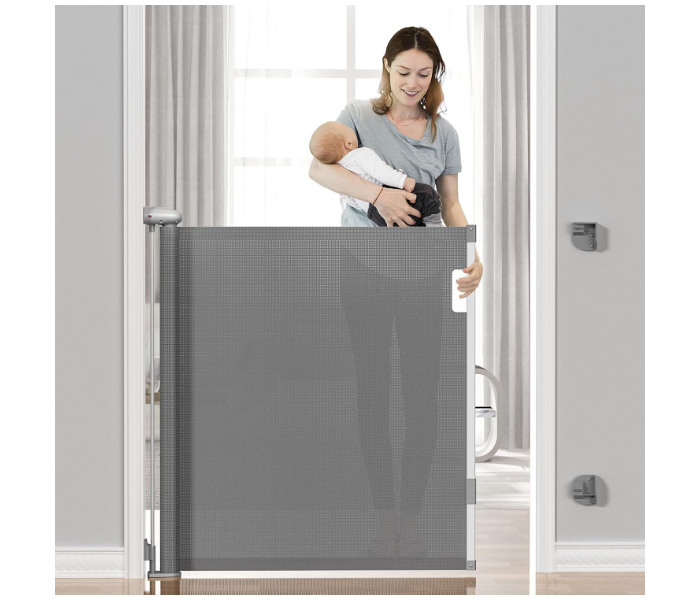 Retractable Safety Gate for Babies and Pets – One-Handed Silent Roll-Up Stair Gate, Child Safety Barrier for Home, Stairs, Doorways, and Hallways in UAE