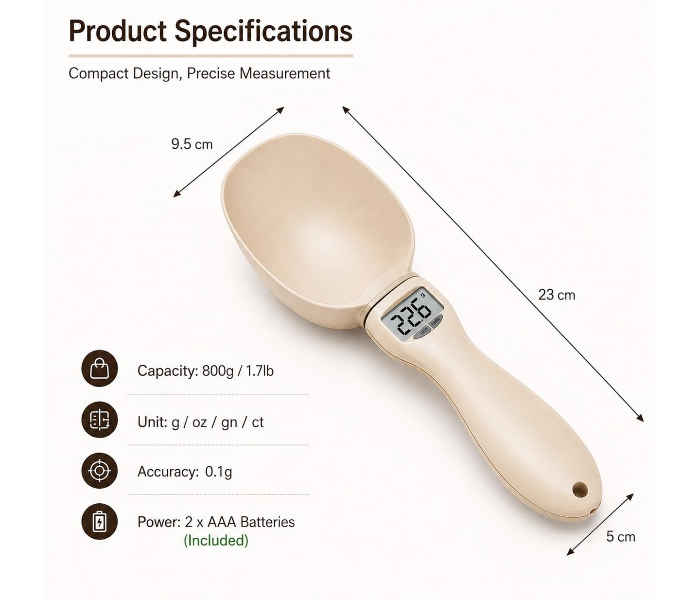 Digital Measuring Spoon with LCD Display | Food Weight Machine for Pets, Baking & Cooking, Coffee, Protein Powder| High Precision | Food Weight Machine for Fitness & Nutrition in UAE