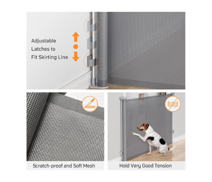 Retractable Safety Gate for Babies and Pets – One-Handed Silent Roll-Up Stair Gate, Child Safety Barrier for Home, Stairs, Doorways, and Hallways in UAE
