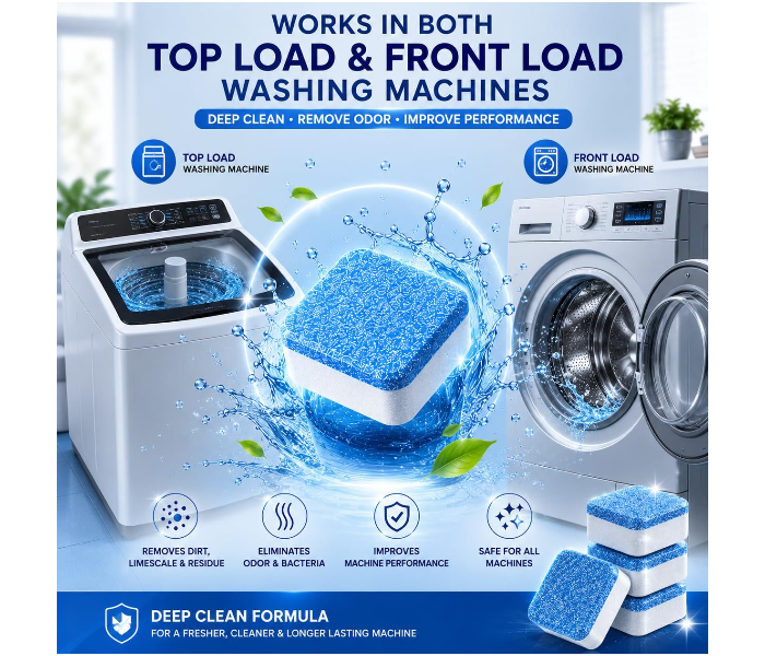 Washing Machine Cleaning Tablets | Deep Drum Cleaner & Descaler | Removes Dirt, Limescale & Bad Odour | Suitable for Front Load & Top Load Machines in UAE
