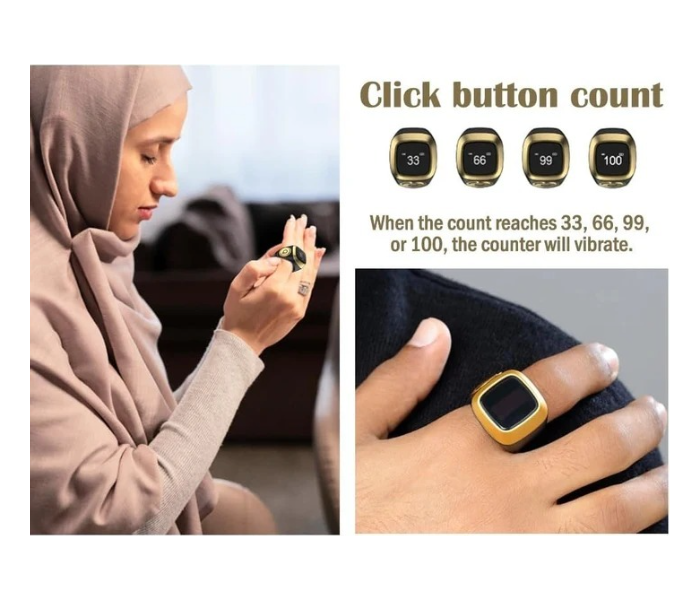 Tasbih Ring Smart Counter with Vibrating Alarm and OLED Display 20mm in UAE