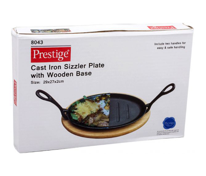 Prestige PR8043 Cast Iron Sizzler Plate with Wooden Base - Black - Zoom Image 4