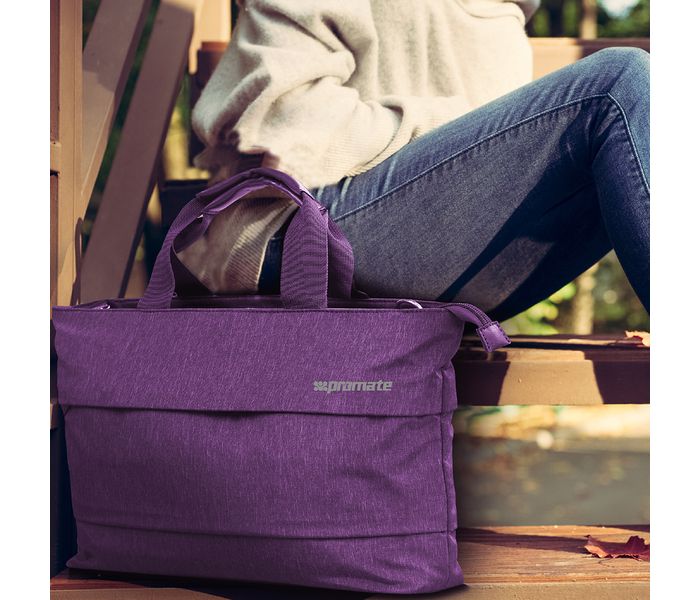 Promate Desire-LD 13 inch Classic Design Laptop Handbag with Multiple Storage Options, Purple - Zoom Image 5