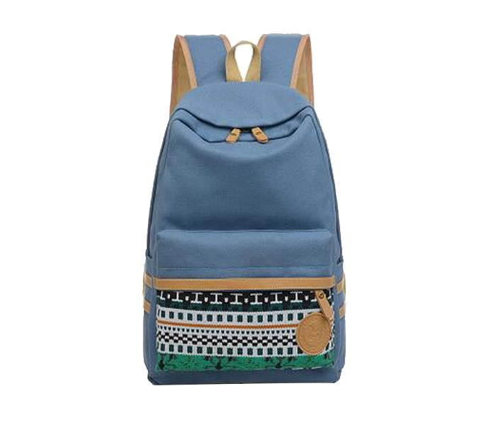 Korean Canvas Printing Backpack Bag for Teenage Girls - Light Blue - Zoom Image