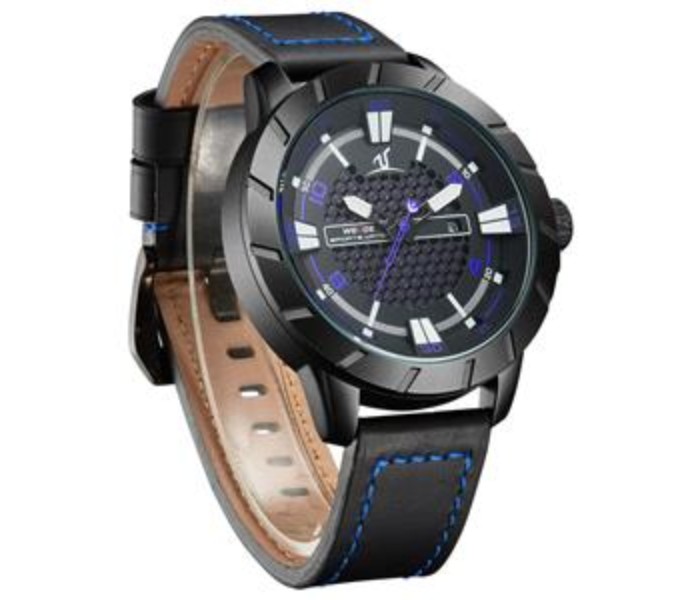 Weide UV 1608LB Mens Analog and Complete Calendar Watch Black and Blue - Zoom Image 2