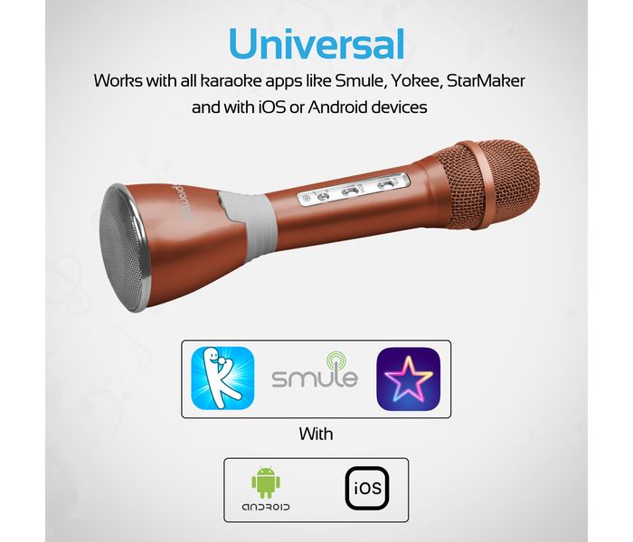 Promate VocaMic-2 Wireless MicroPhone karaoke Machine with Bluetooth Speaker, RoseGold - Zoom Image 2