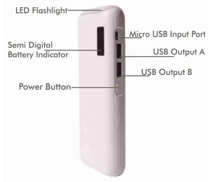 Smart 10000 mAh Turbo Power Bank with Micro USB Cable & Flash Lights  - Zoom Image 4