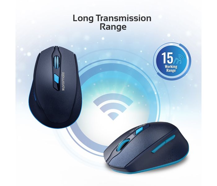 Promate Clix-6 Ergonomically Designed 2.4GHz Wireless Mouse, Blue - Zoom Image 4