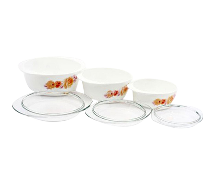 Royalford RF2313-CS3 3 Pieces Opal Ware Casserole Set - White - Zoom Image