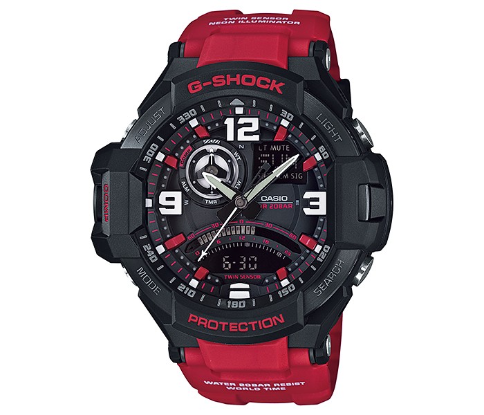 Casio G Shock GA-1000-4BDR Mens Analog and Digital Watch Black and Red - Zoom Image