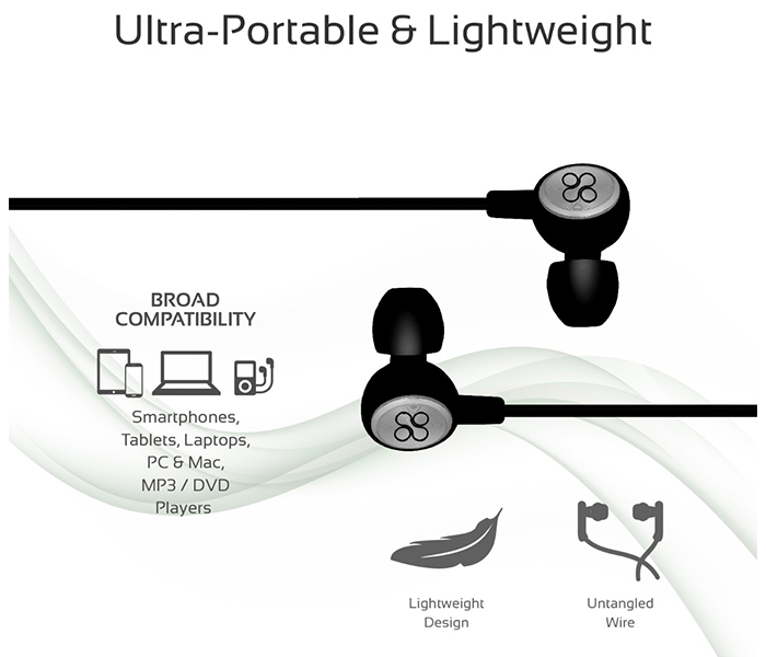 Promate Flano Lightweight Ergonomic High Definition Stereo Earphones - Black - Zoom Image 3