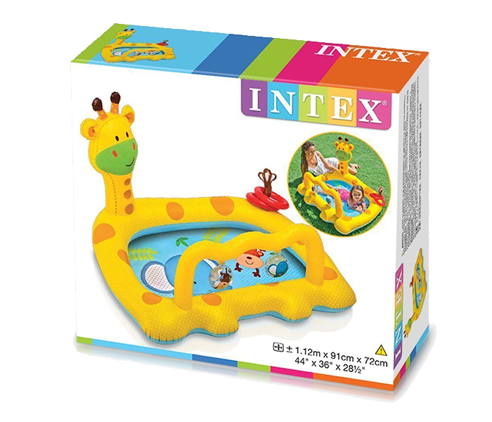 Intex ZX-57105 112 x 91 x 72CM Inflatable Smiley Giraffe Baby Pool - Yellow - Zoom Image 1