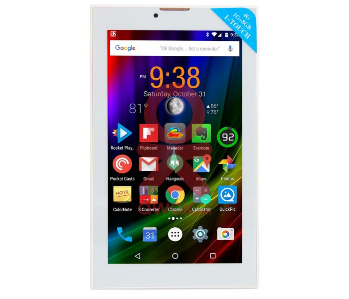 iTouch X701, Tablet 7 inch, Android 4.4.2, 8GB Wi-Fi, 4G LTE, Quad Core, Dual Camera, Silver - Zoom Image