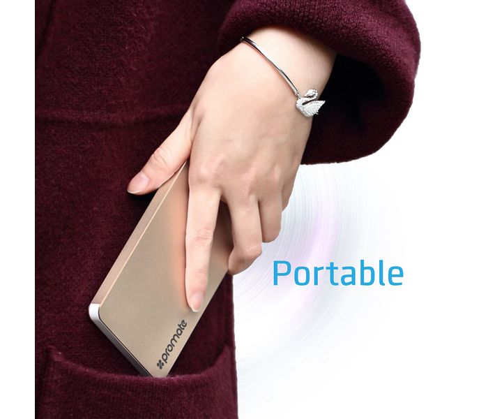 Promate PolyMax-8 8000 mAh Aluminum Power Bank with Ultra-Fast Dual USB Charging Ports, Gold - Zoom Image 7