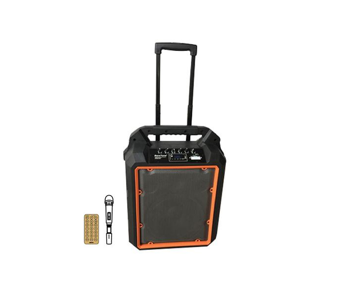 Geepas GMS8809 10-inch Portable 5 Rechargeable Trolley Speaker - Black & Orange - Zoom Image