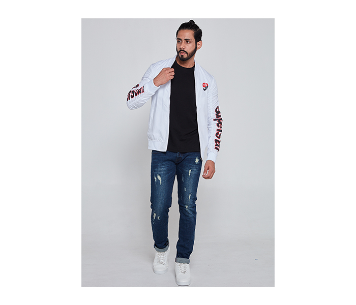 Lynk LY10042 Printed Bomber Jacket For Men L - White - Zoom Image 3