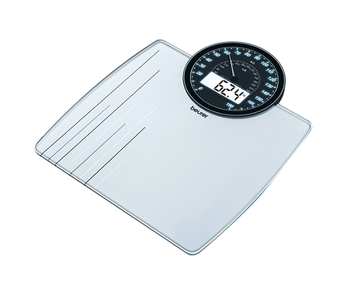 Beurer GS 58 Digital Glass Scale with Round Cockpit Display - White - Zoom Image 2