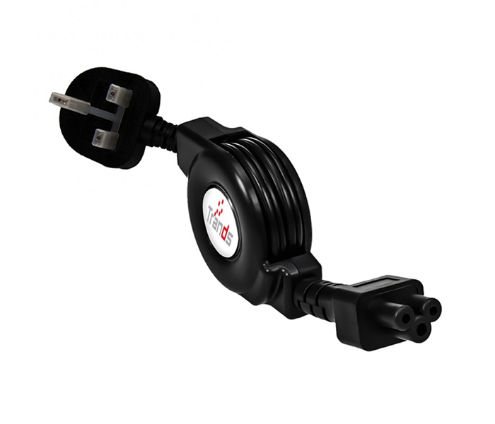 Trands TR-CA5453 Retractable Laptop Charger Cable - Black, 1 Meter - Zoom Image 2