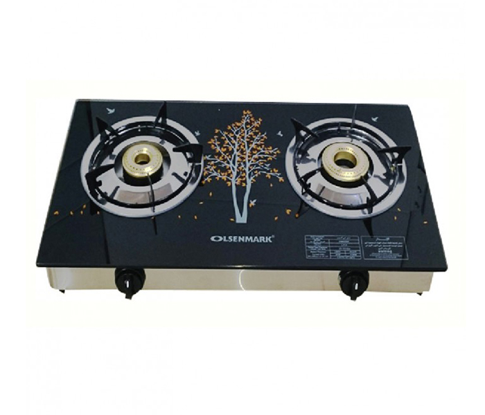 Olsenmark OMK2225 2 Burner Glass Top Gas Stove, Black - Zoom Image