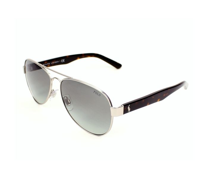 Polo Ralph Lauren PH3096-9010/11 Aviator Silver - Havana Frame & Black Gradient Mirrored Sunglasses for Men - Zoom Image