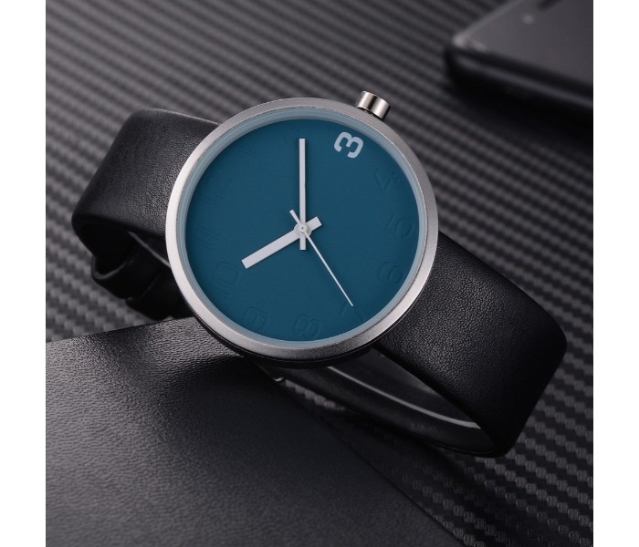 Tomi TM-0892 Maglo Faxes Genuine Quality Leather Band Wrist Watch for Unisex Black - Zoom Image