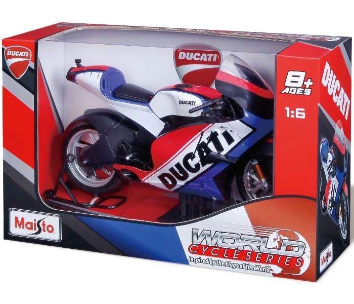 Maisto Tech 32226 Ducati Motorcycle With Flag Color Graphics White and Blue - Zoom Image