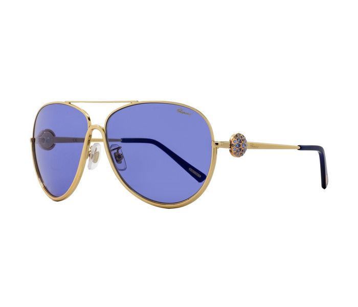 Chopard SCHB23S 0300 Oval Shiny Rose Gold Frame & Blue Mirrored Sunglasses for Women - Zoom Image 3