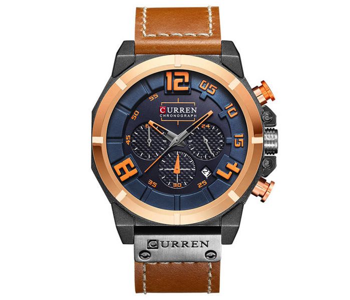 Curren 8287 Chronograph Watch For Men Brown And Blue - Zoom Image