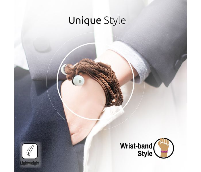 Promate Retro Wristband Headphones with Noise Cancellation, Brown - Zoom Image 1