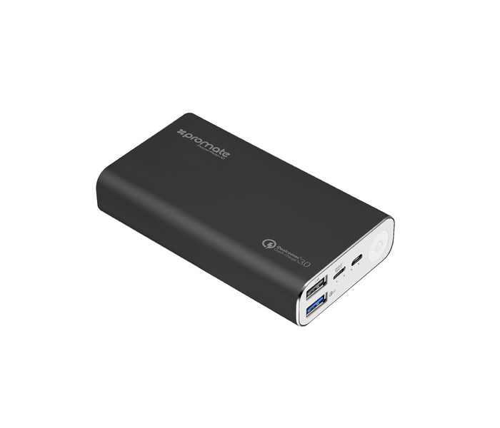 Promate PowerPeak-10 10000 mAh Qualcomm Quick Charge 3.0 Portable Power Bank with 2 Way Type C Charging Port, Black - Zoom Image 8