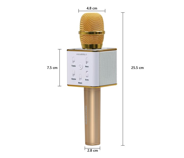 Promate VocalMic-1 Portable Wireless Bluetooth Microphone with Karaoke Player, Gold - Zoom Image 4