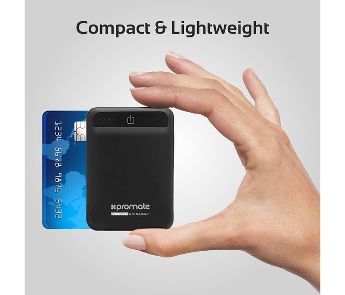 Promate Card-10LT 10050 mAh Fast Charging Power Bank with 2.1A Dual USB Port, Black - Zoom Image 3