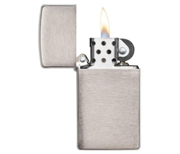 Zippo 1600 Slim Brush Finish Chrome Lighter Silver - Zoom Image 1