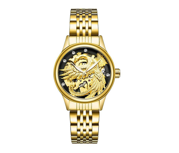 Tevise 9006-2 Eagle Women's Luxury Mechanical Watch - Whole Gold & Black - Zoom Image