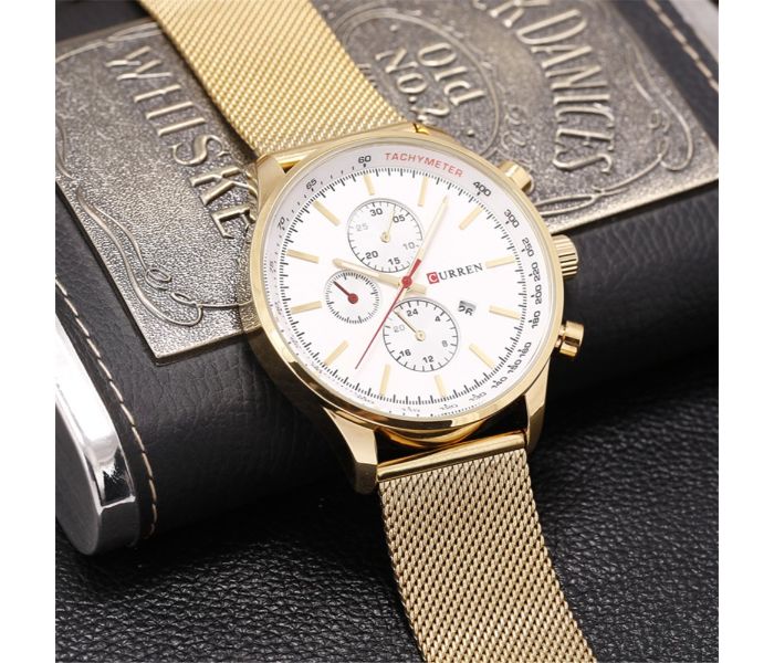 Curren 8227 Business Decorative Sub Dial Quartz Watch For Men Gold and White - Zoom Image 3